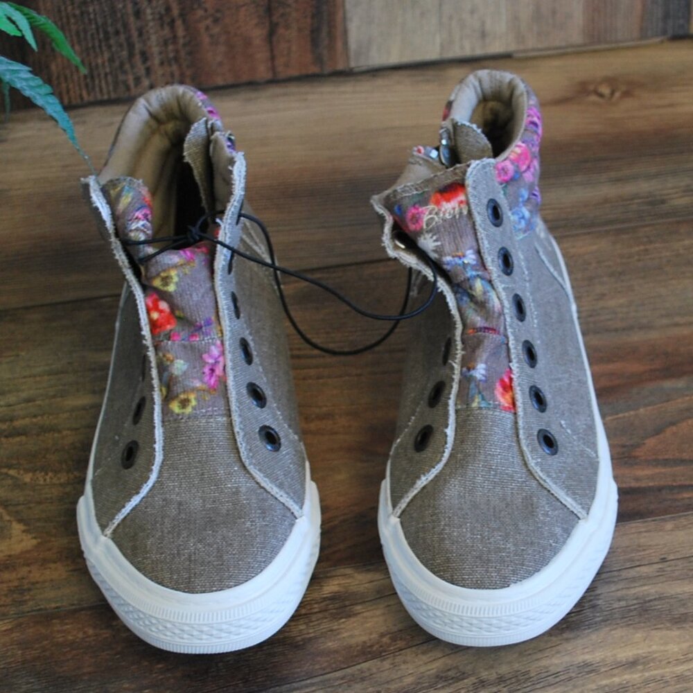 BlowfishTan Brown High-Top Sneakers with Floral Trim - Picture 2 of 5